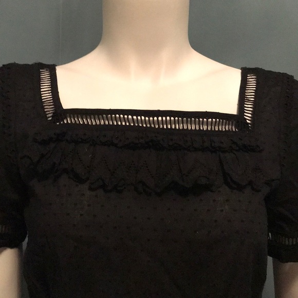 J. Crew Alpansia Swiss Dot Black Short Sleeve Top - Picture 3 of 7